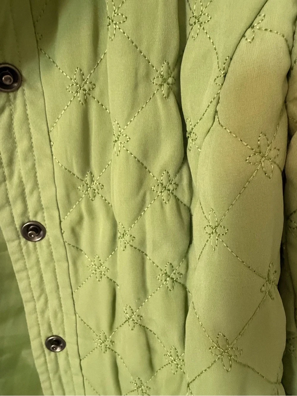 Requirements Lime Green Quilted Utility Jacket for Women